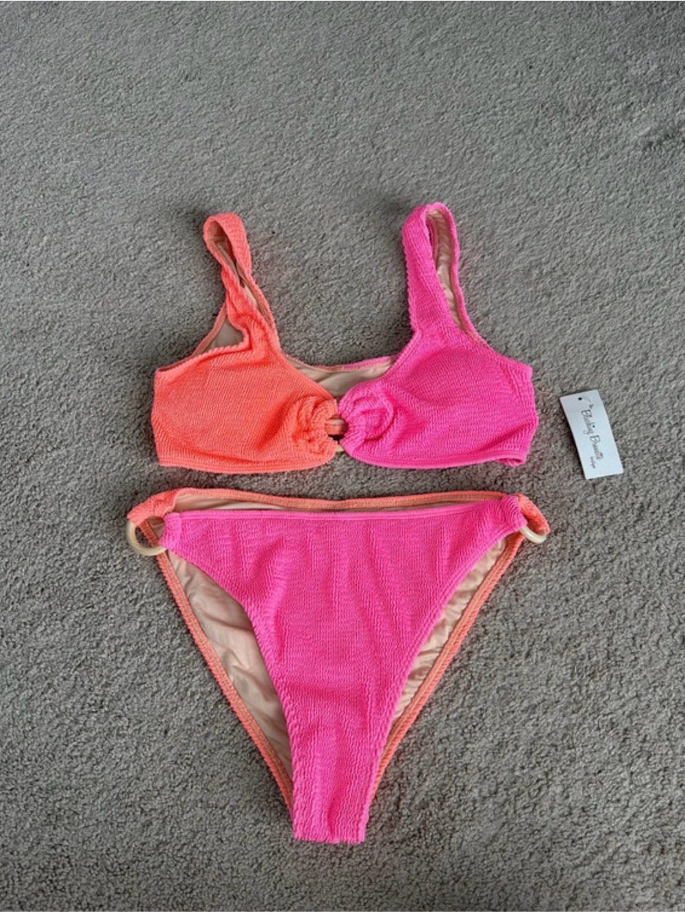 Two-Tone Pink & Coral Bikini Set